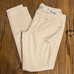 Juniors  Tan Distressed Jeans size 11 ( skinny)
